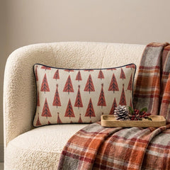 Red Jacquard Decorative Lumbar Pillow Cover - Jolly Tree