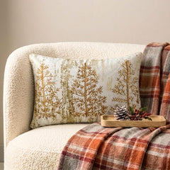 Gold Velvet Gold Decorative Lumbar Pillow Cover - Glitz Gold Tree