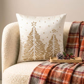 White & Gold Silk Decorative Throw Pillow Cover - Luminous Pine