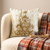 Gold Velvet Decorative Throw Pillow Cover - Ornamental Tree