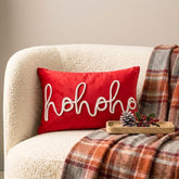 Red Suede DecorativeHo Ho Ho Lumbar Pillow Cover - Holiday Ho Ho