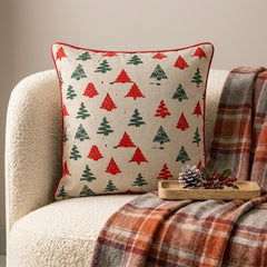 Red Jacquard Woven Decorative Throw Pillow Cover - Cheery Pine