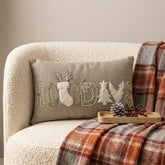 Gray & Silver Linen Decorative Lumbar Pillow Cover - Holiday Twinkle
