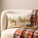 Gold Velvet Decorative Lumbar Pillow Cover - Merry Christmas
