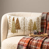 White & Gold Silk Decorative Lumbar Pillow Cover - Gold Starry Fir