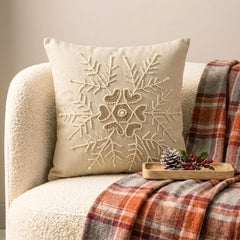 Beige Linen Decorative Throw Pillow Cover - Pearl Flake