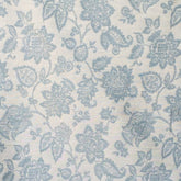 Teal Blue Flowers Linen Fabric By The Yard