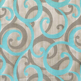 Aqua Scrolls Jacquard Fabric By The Yard