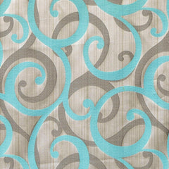 Aqua Scrolls Jacquard Fabric By The Yard