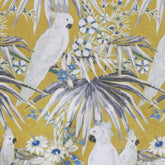White Parrots Cotton Fabric By The Yard