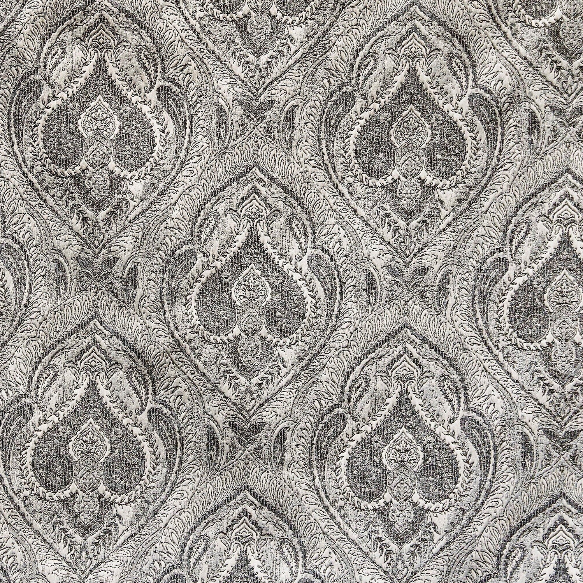 Grey And Cream Jacquard Velvet Fabric By The Yard