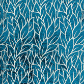 Teal Blue Leaves Velvet Fabric By The Yard