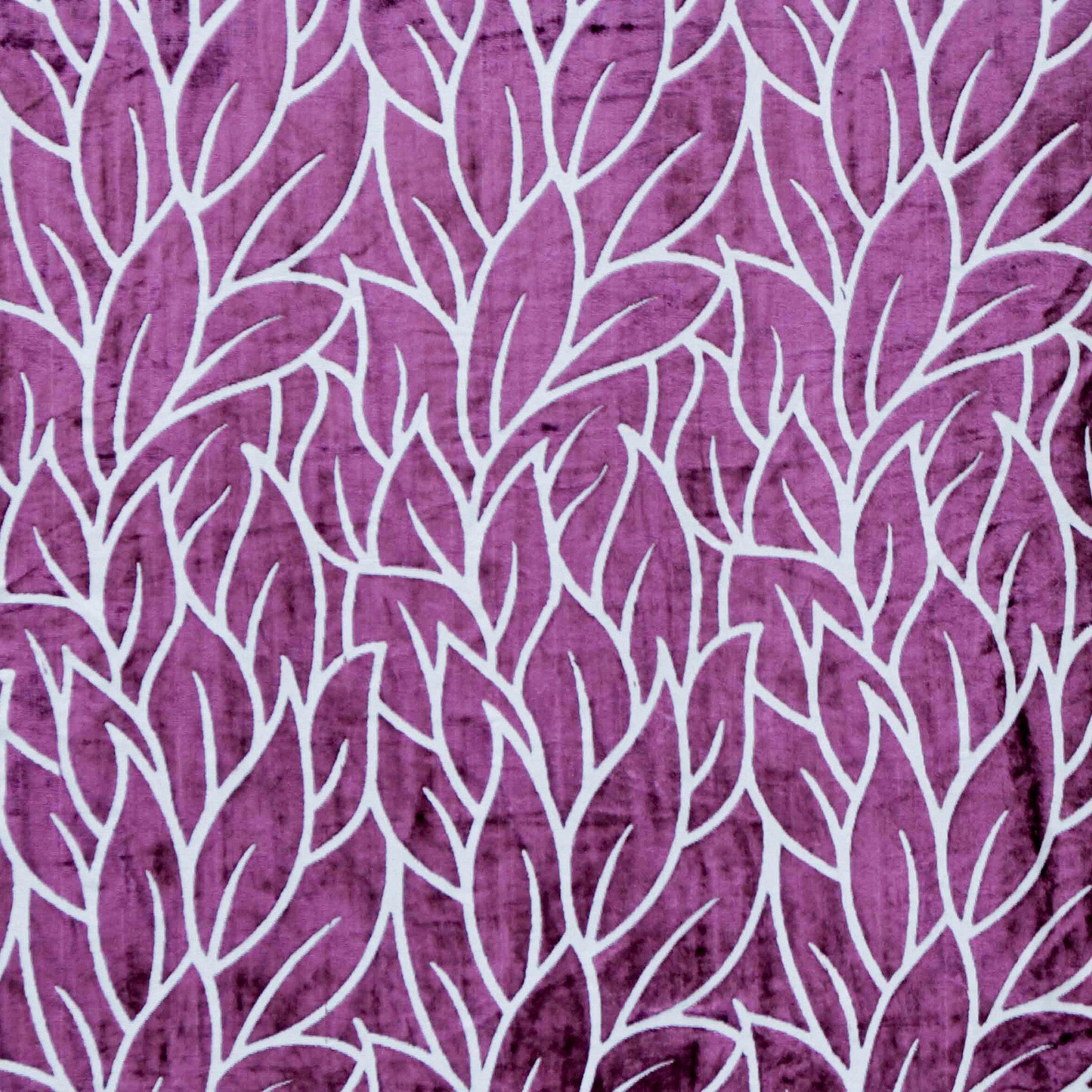 Purple Leaves Velvet Fabric By The Yard