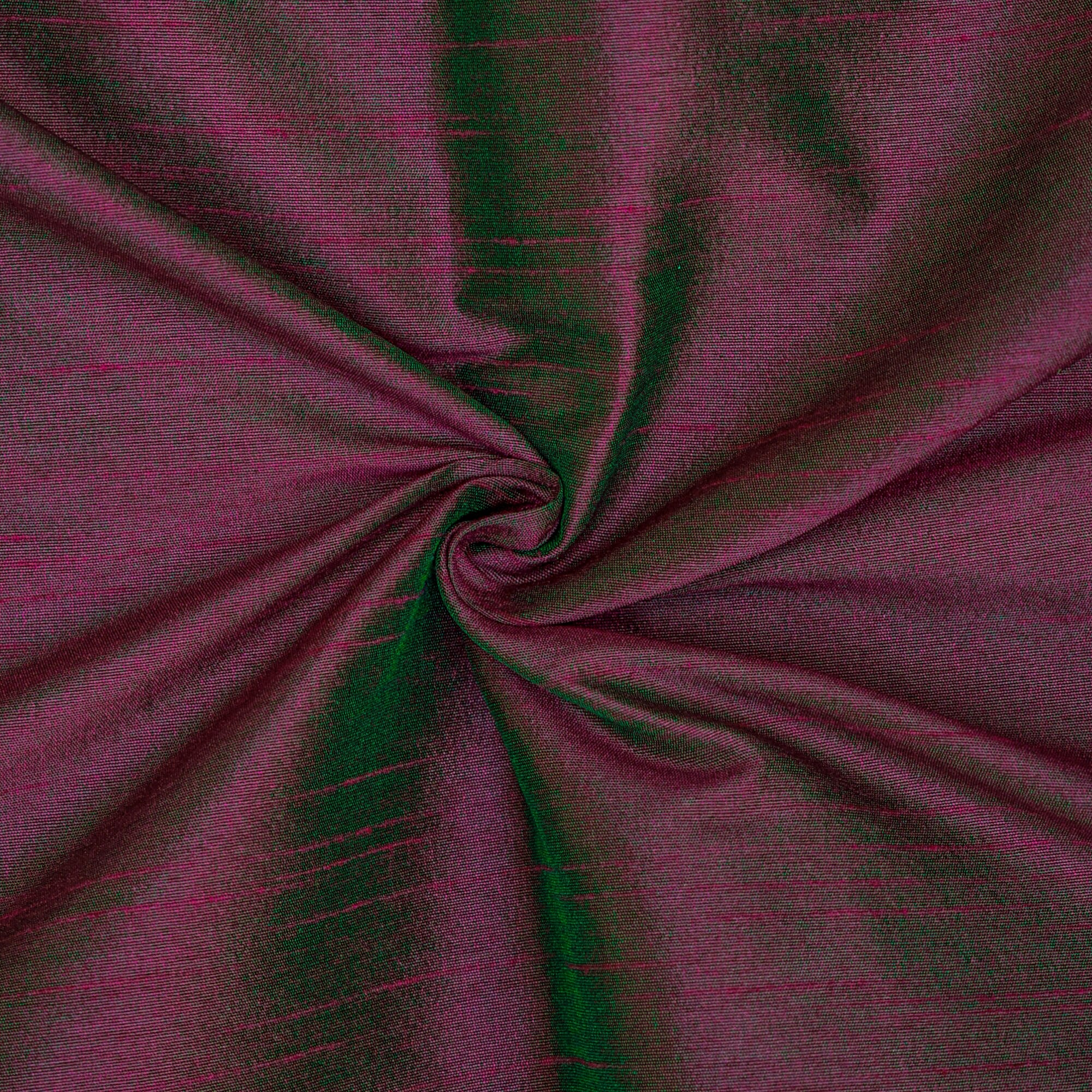 Fuchsia And Green Faux Silk Fabric By The Yard