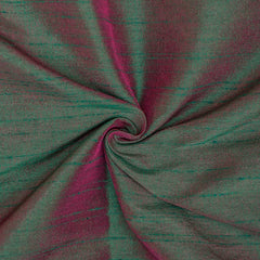Green And Fuchsia Art Silk / Faux Silk Fabric By The Yard