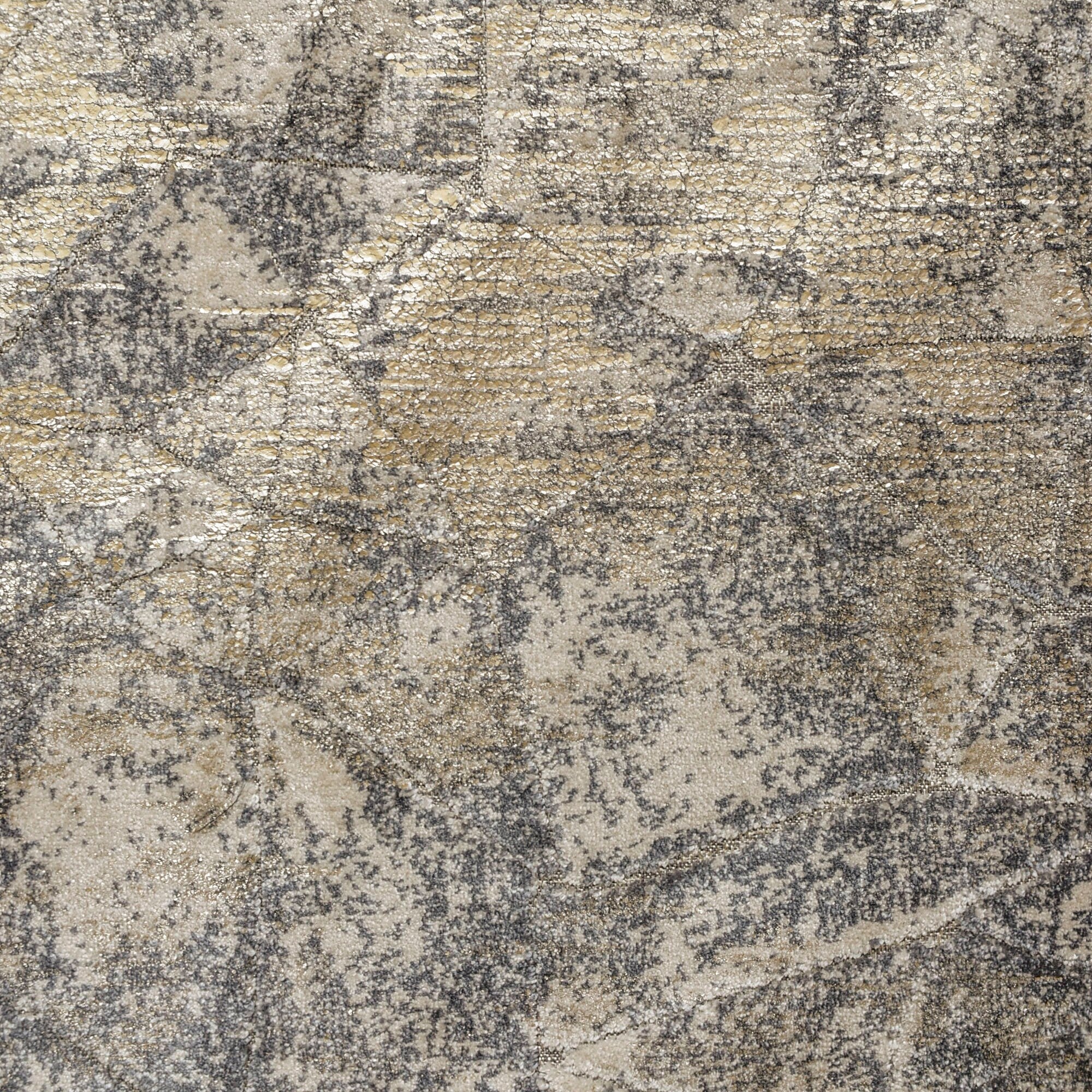 Light Beige, Gray, Gold Foil Foil Printed Velvet Fabric by the Yard