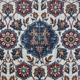 Blue, Brown & Off White Printed Velvet Fabric by the Yard