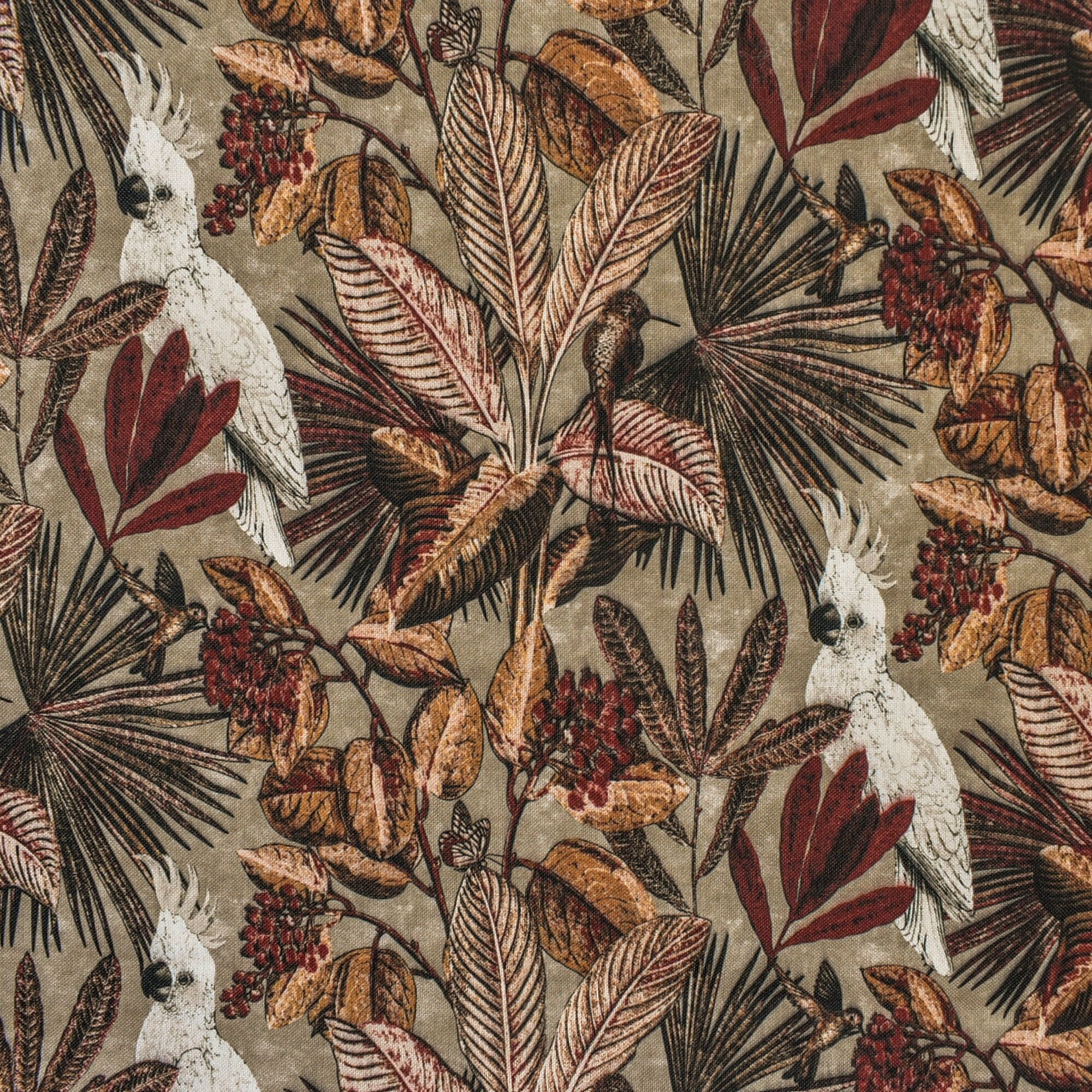 Beige, Brown, Rust Cotton Spun Fabric by the Yard