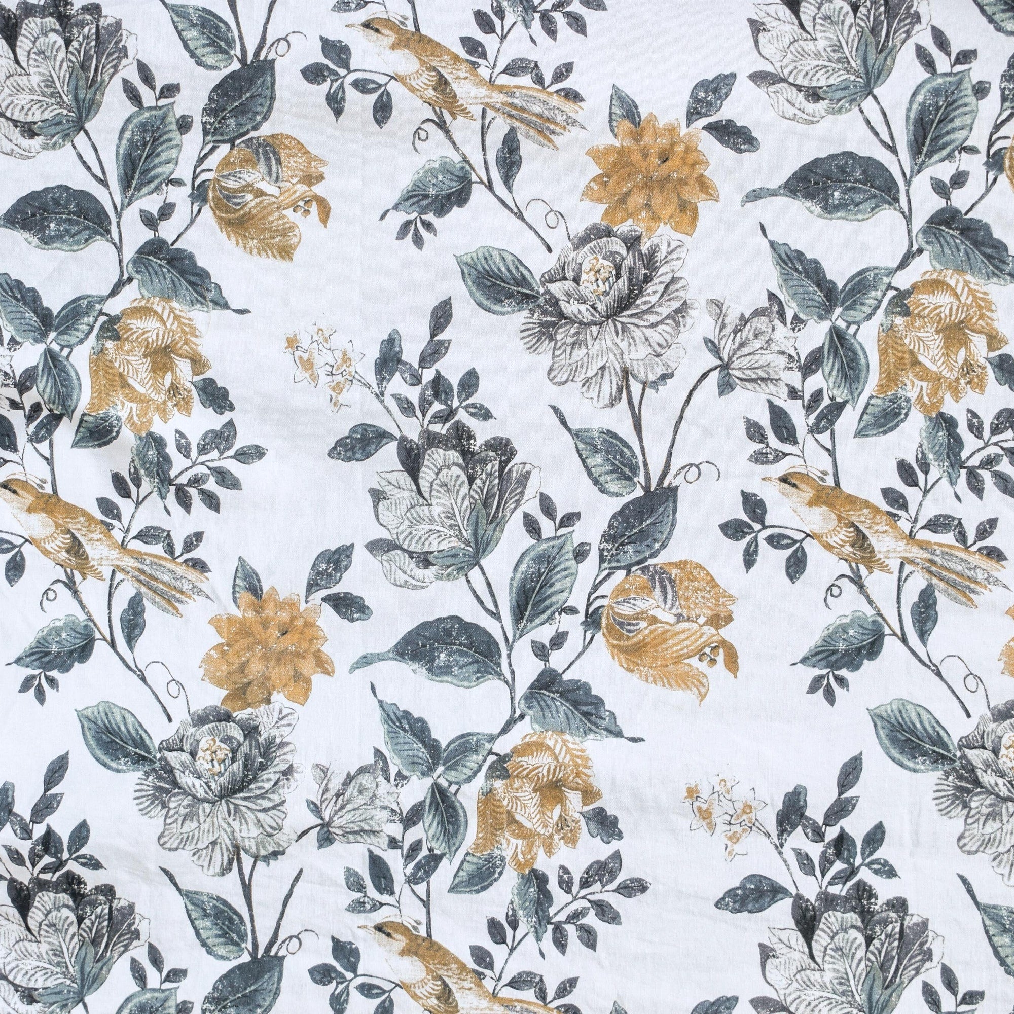Mustard Printed Cotton Fabric by the Yard