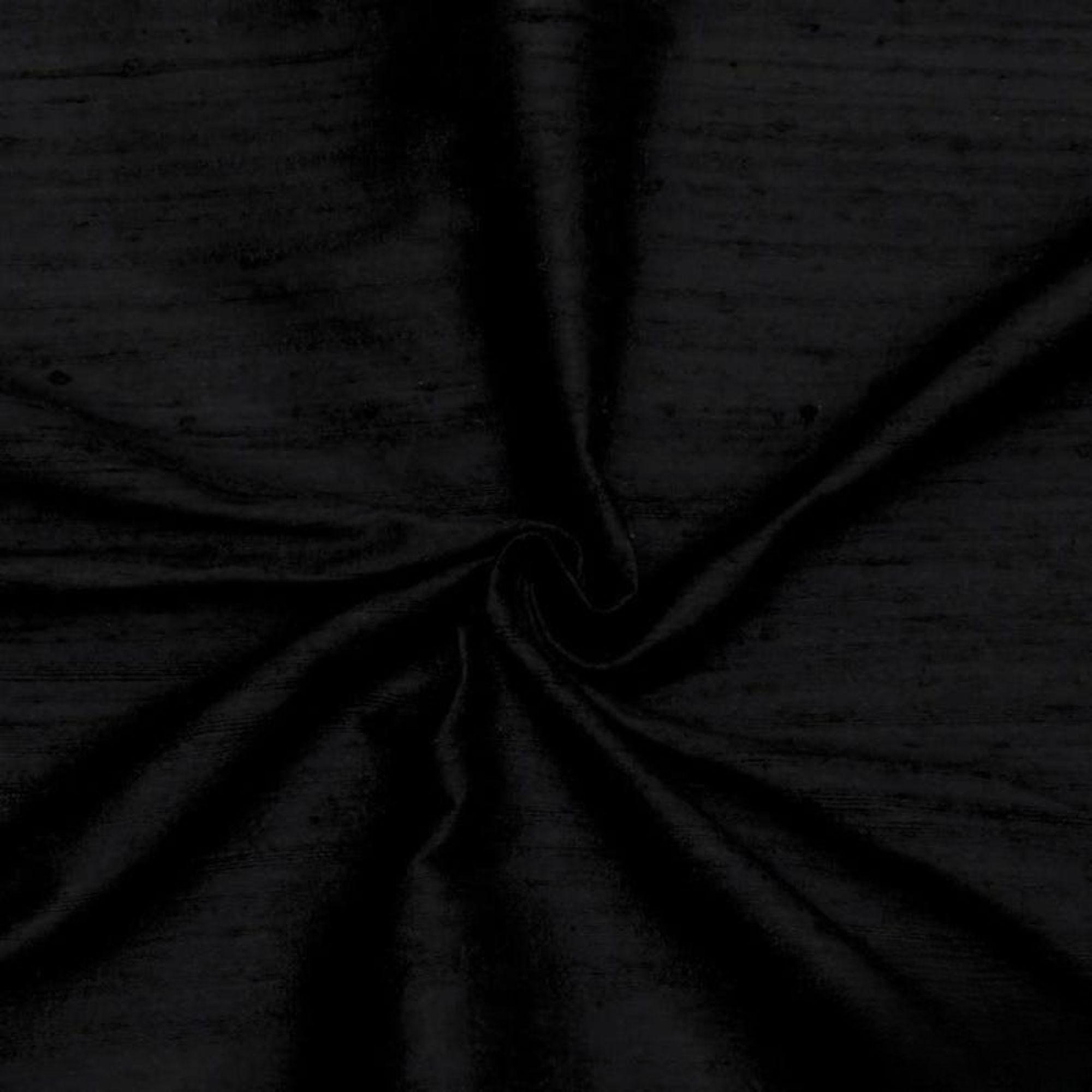 Black 100% Pure Silk Fabric By The Yard