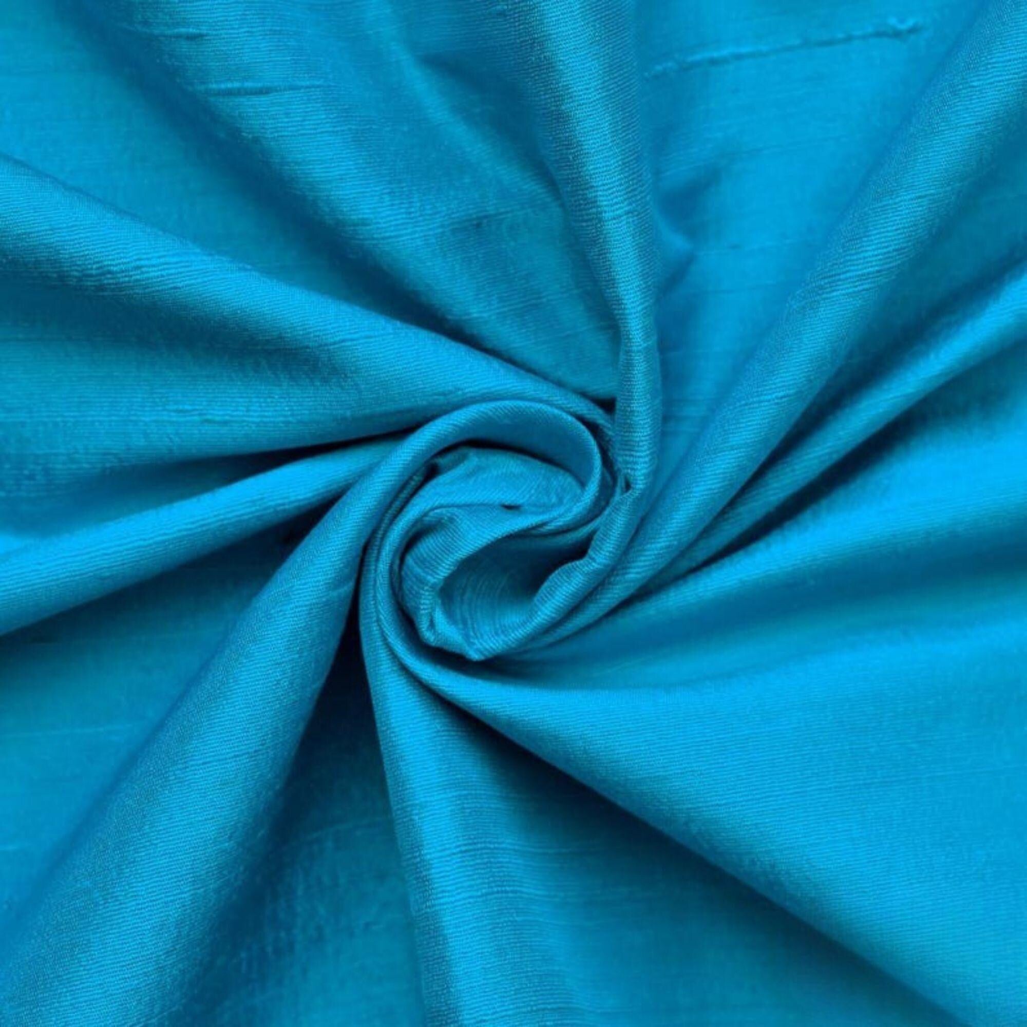 Peacock Blue Silk Dupioni Fabric By The Yard