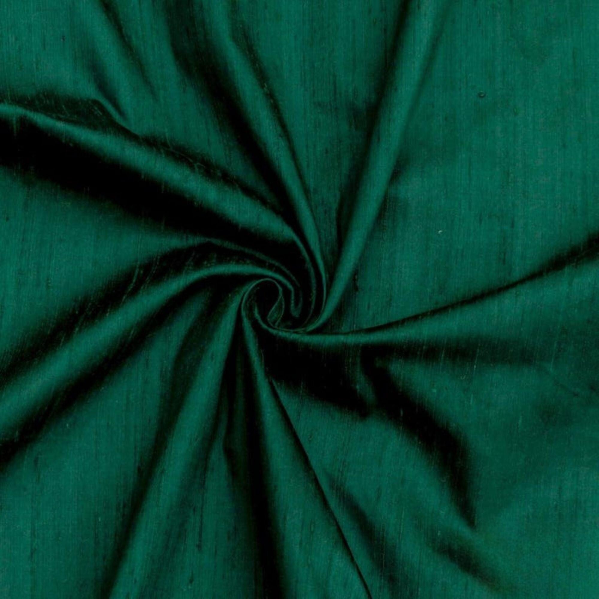 Dark Green Silk Dupioni Fabric By The Metre, 41 inches Green Silk Fabric, Slubbed Silk Dupioni, Bridal Dress Wholesale Silk Dupioni Fabric 4 Metres (5