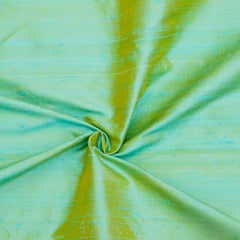 Sea Blue, Gold Silk Dupioni Fabric By The Yard