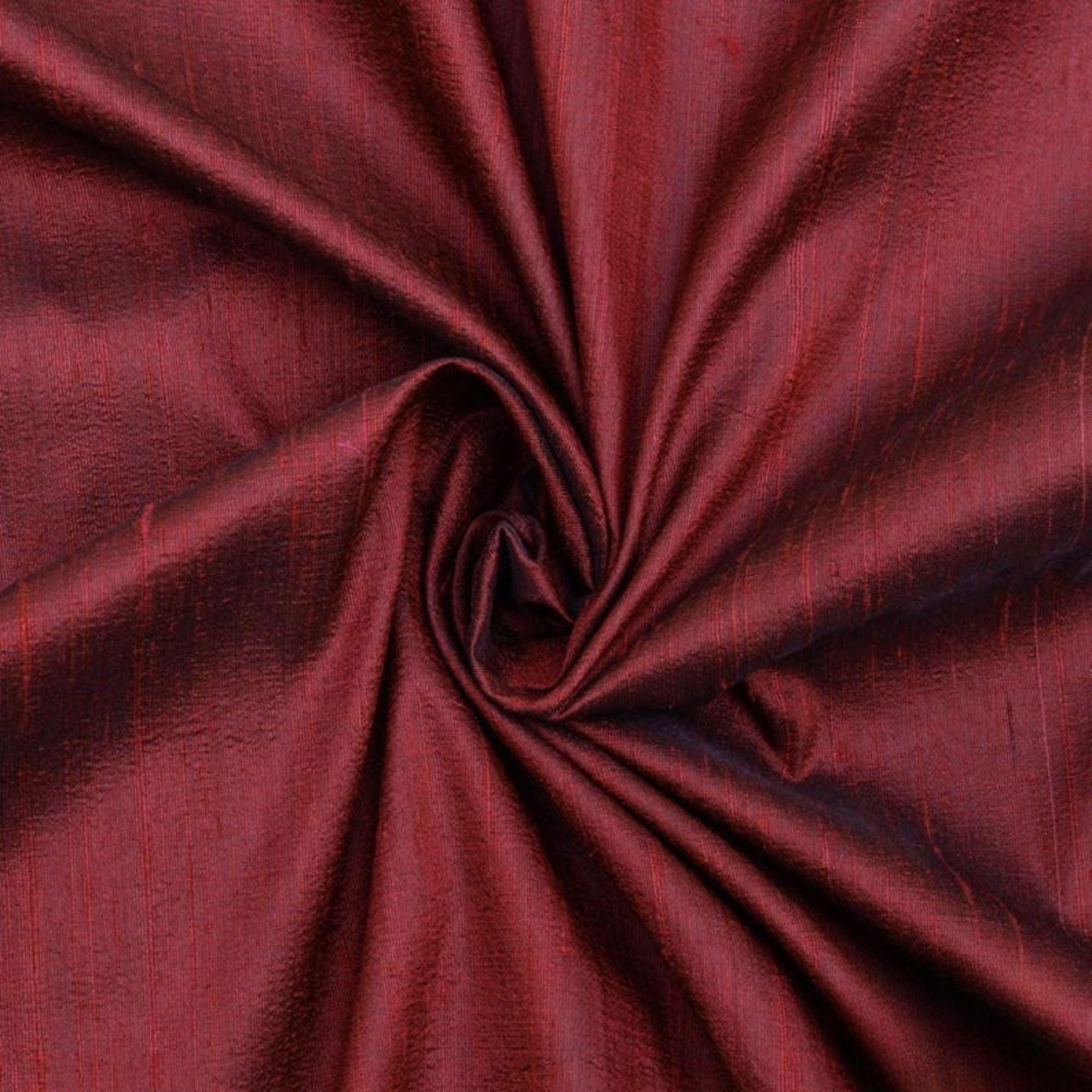 Maroon Silk Dupioni Fabric By The Yard