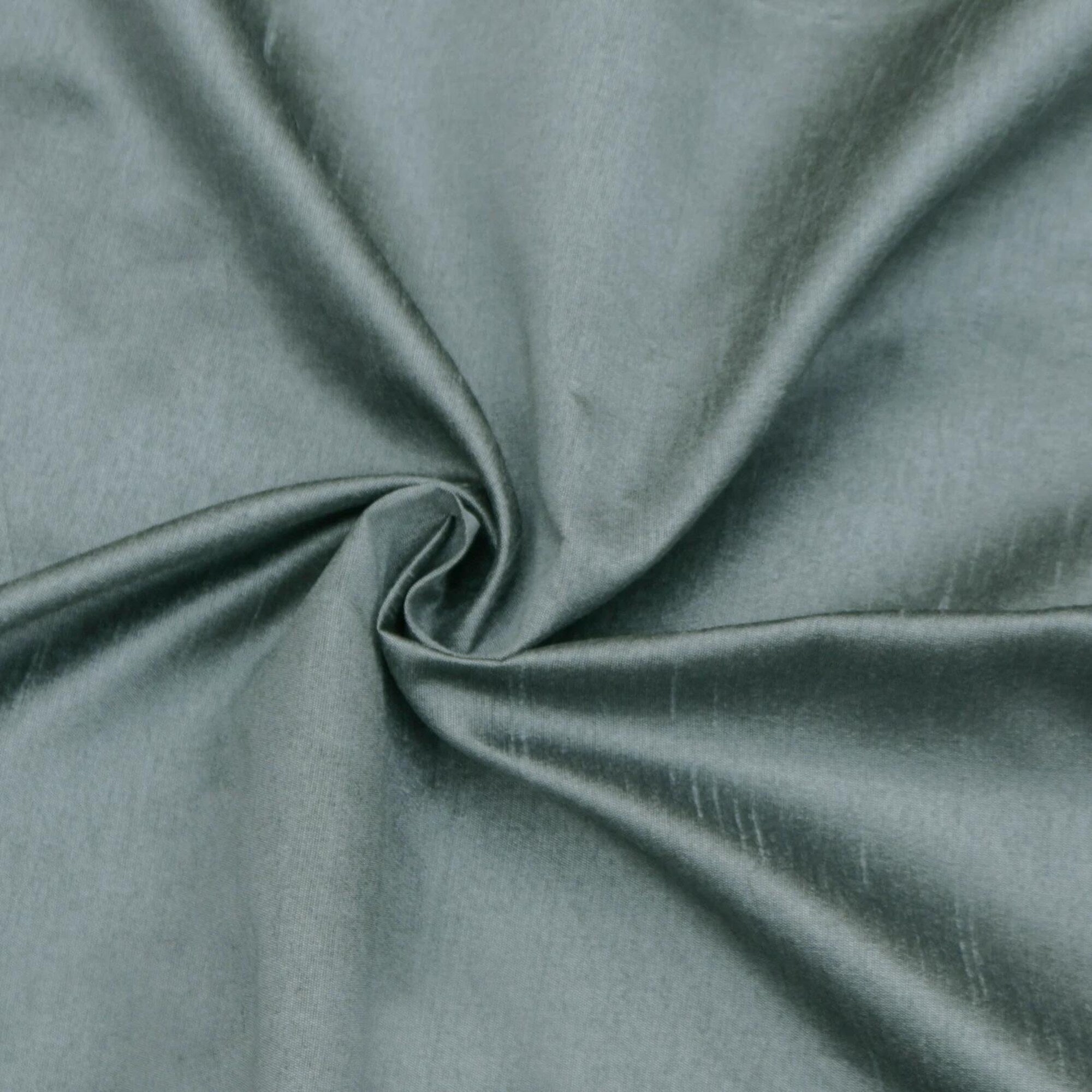 Smokey Green Faux Silk Fabric By The Yard