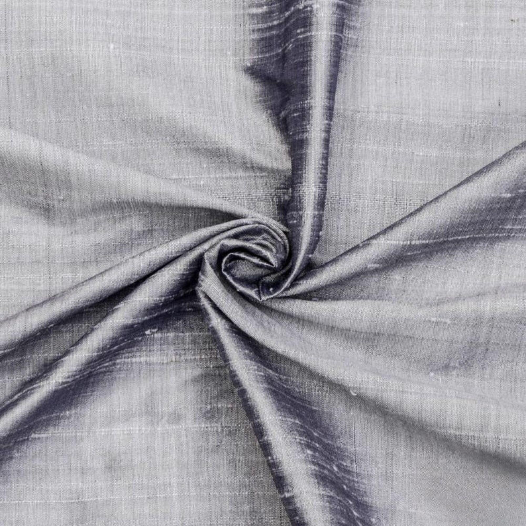 Silver Gray 100% Pure Silk Fabric By The Yard