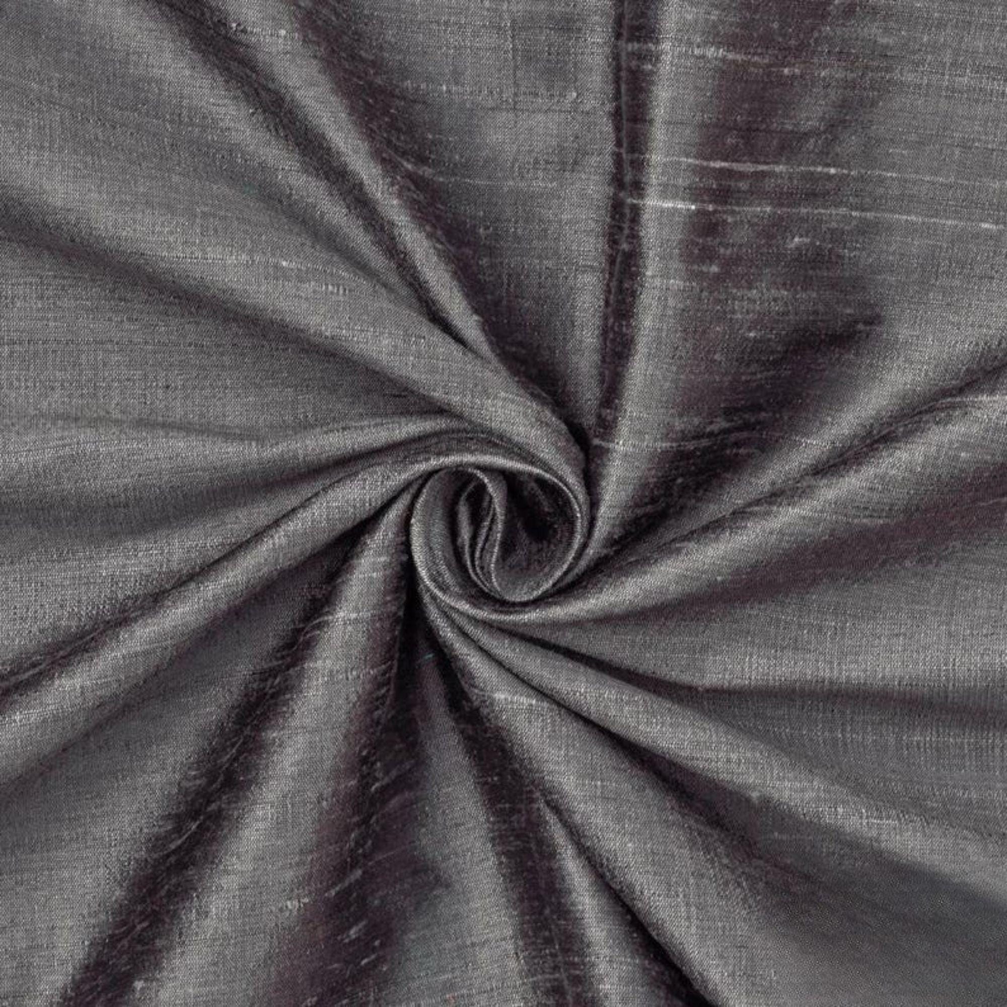 Charcoal Gray 100% Pure Silk Fabric By The Yard