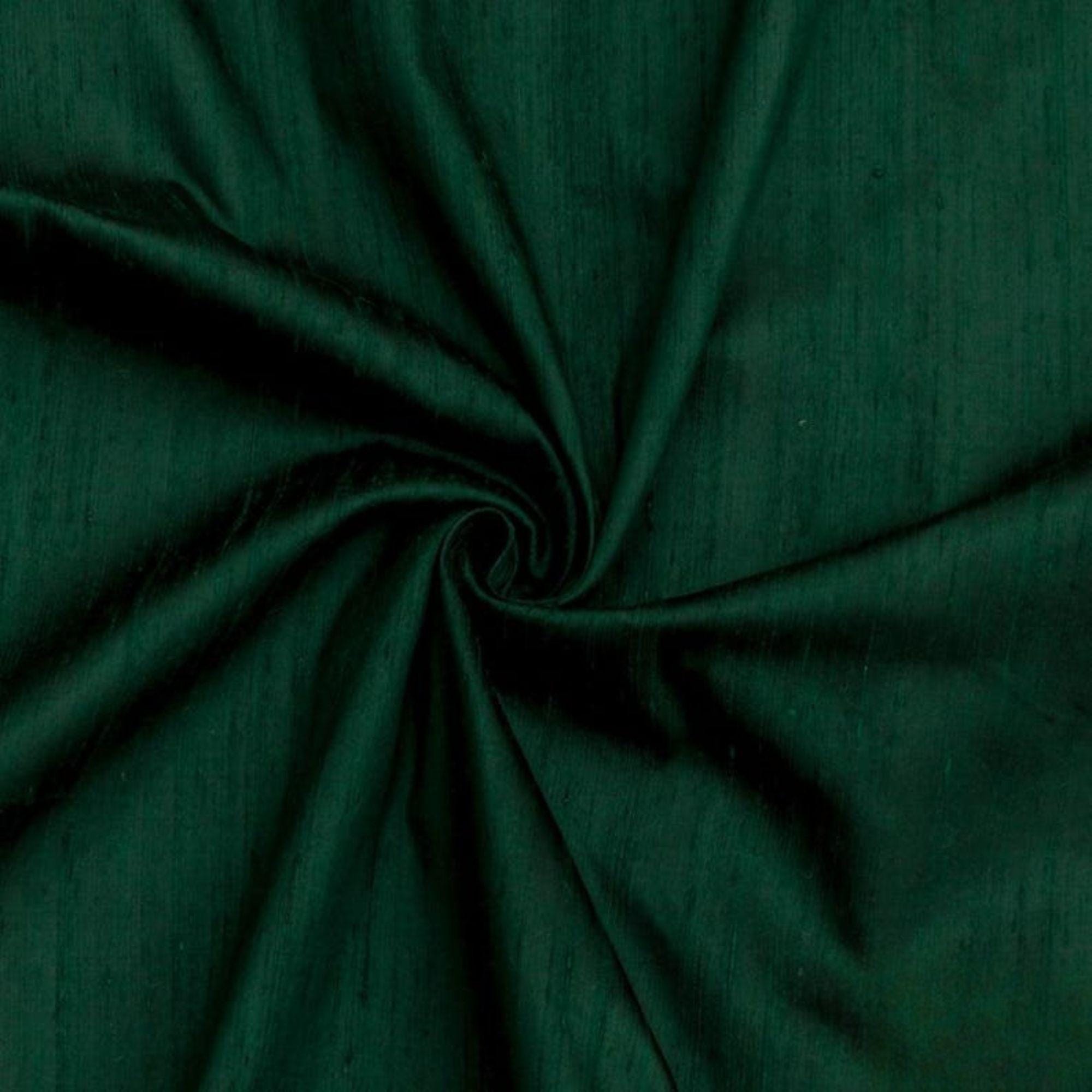 Bottle Green 100% Pure Silk Fabric By The Yard