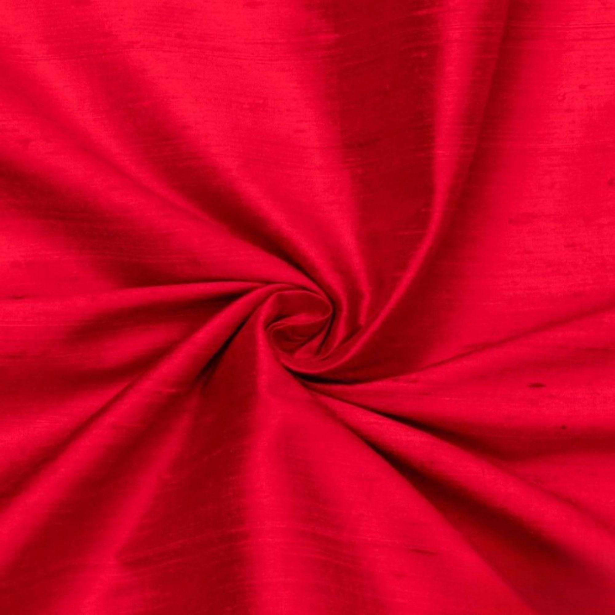 Blood Red 100% Pure Silk Fabric By The Yard