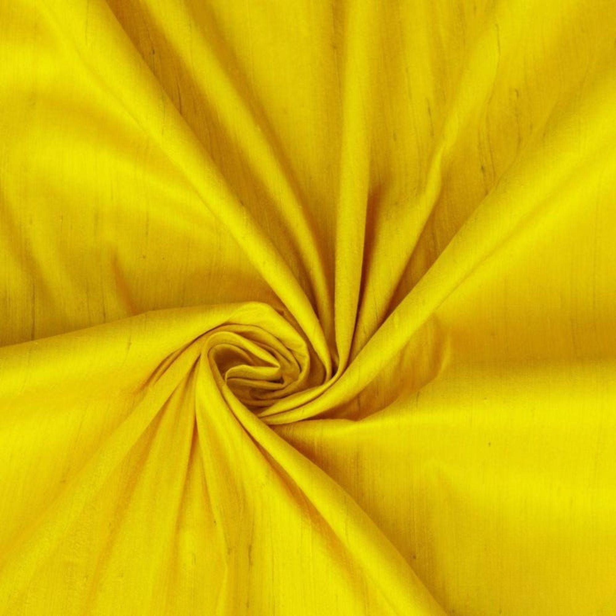 Bright Yellow Silk Dupioni Fabric By The Yard