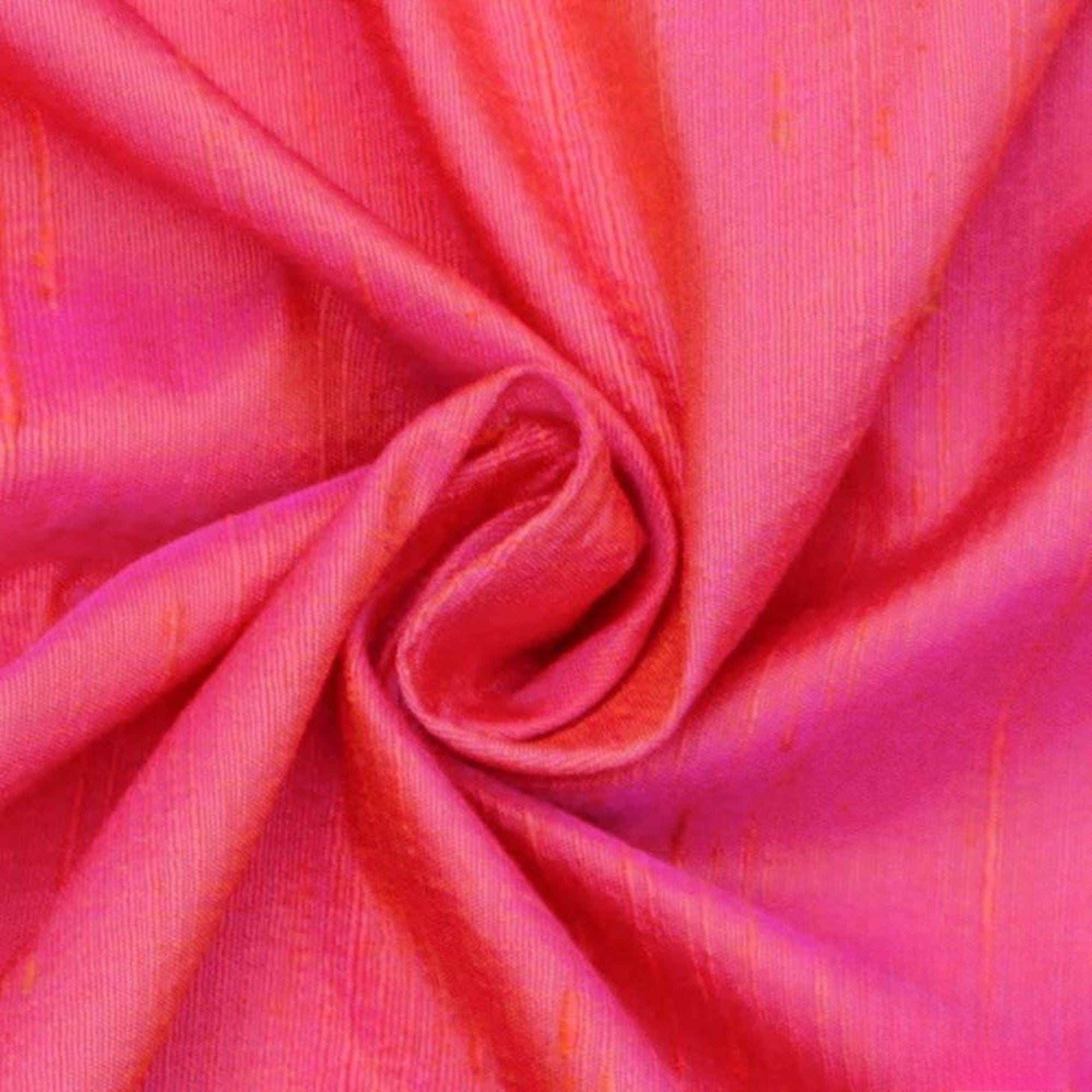 Coral Pink Silk Dupioni Fabric By The Yard