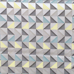 Grey And Yellow Triangle Cotton Fabric By The Yard