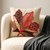 Red & Beige Linen Throw Pillow Cover - Changing Maple