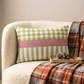 Green Cotton Decorative Lumbar Pillow Cover - Holiday Grid