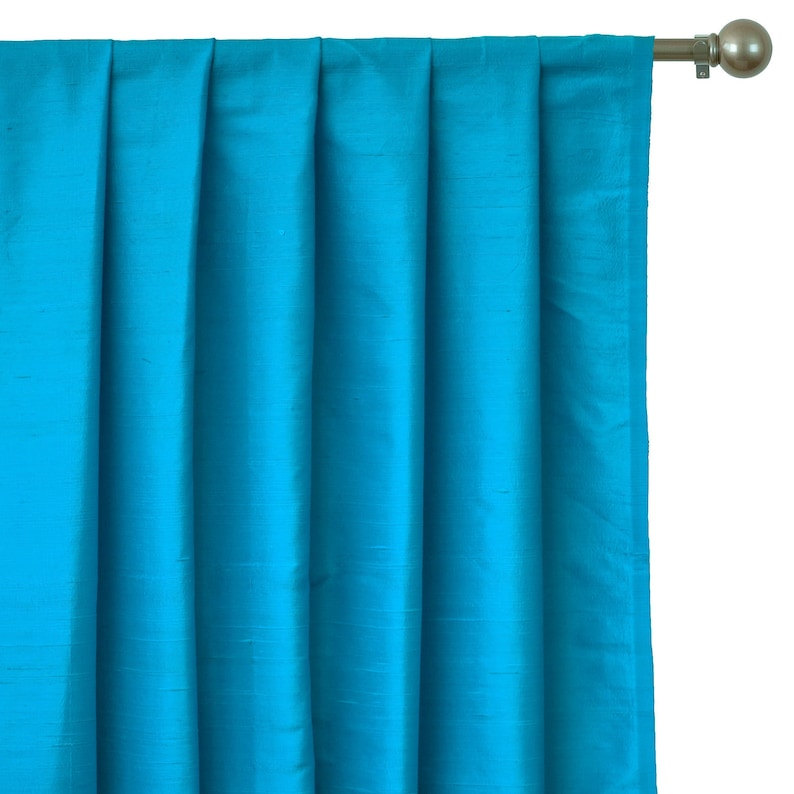 Peacock Blue Silk Dupioni Curtain Panels