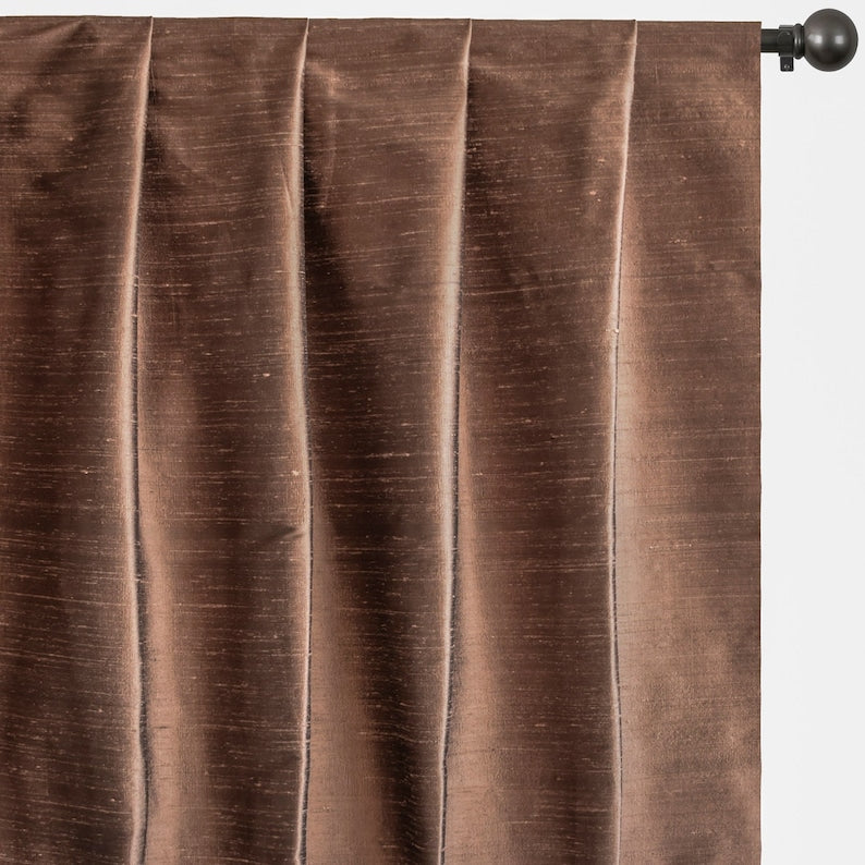 Bronze Pure Silk Dupioni Curtain Panels