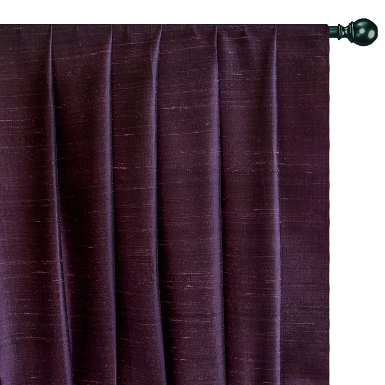 Dark Wine Silk Dupioni Curtain Panels