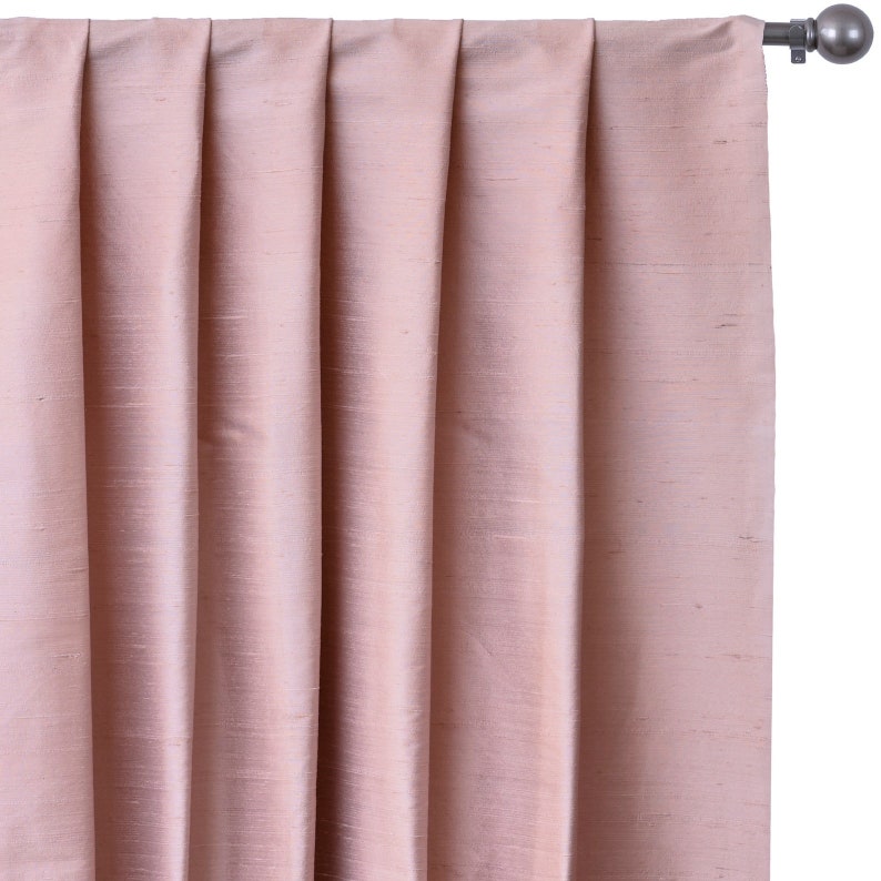 Pastel Peach Pure Silk Dupioni Curtain Panels