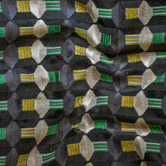 Gray Yellow Jacquard Velvet Fabric