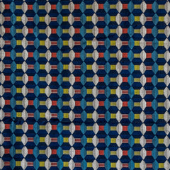 Blue Red Jacquard Velvet Fabric