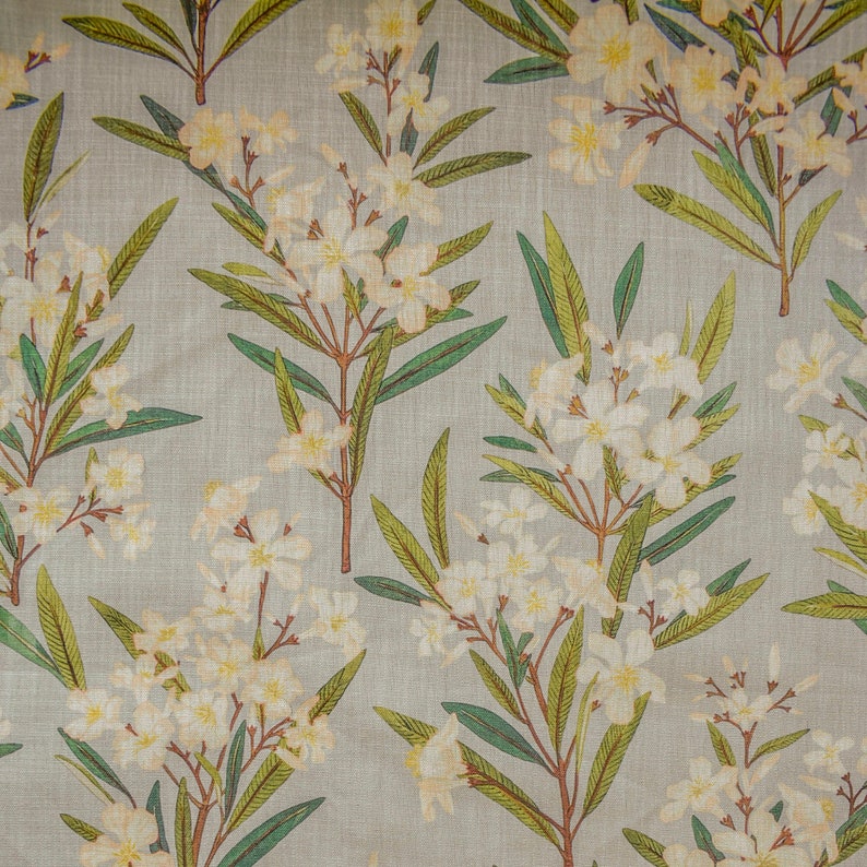 Green, Cream Printed Cotton Fabric by the Yard