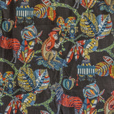 Black, Red, Green Printed Cotton Fabric by the Yard