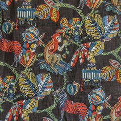 Black, Red, Green Printed Cotton Fabric by the Yard