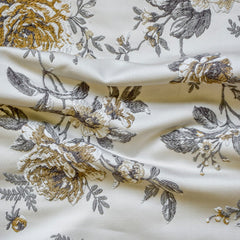 Mustard Yellow Embroidered Polyester Fabric by the Yard