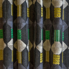Gray Yellow Jacquard Velvet Fabric