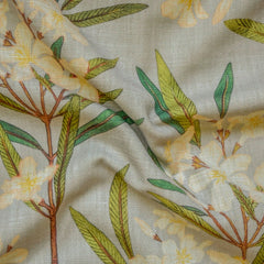 Green, Cream Printed Cotton Fabric by the Yard